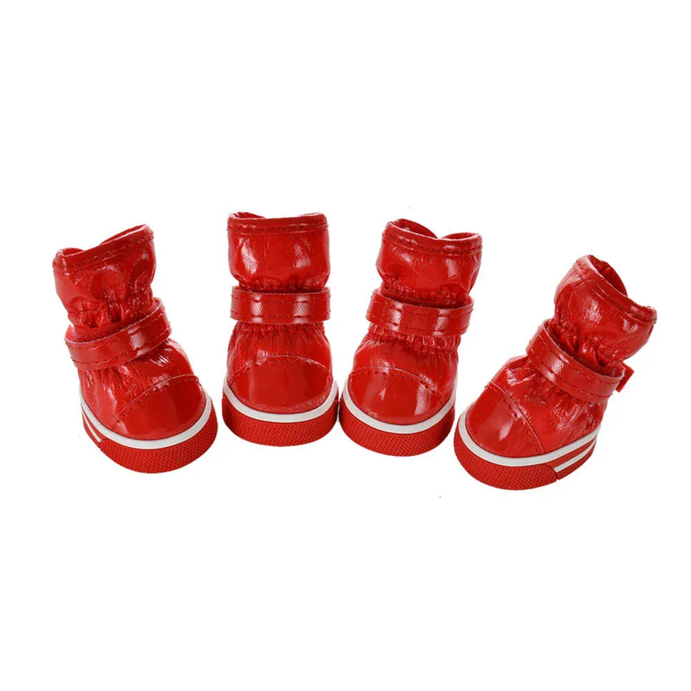 Winter Dog Boots 4-Pack - Waterproof Snow Shoes for Small Dogs & Cats