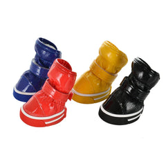 Winter Dog Boots 4-Pack - Waterproof Snow Shoes for Small Dogs & Cats