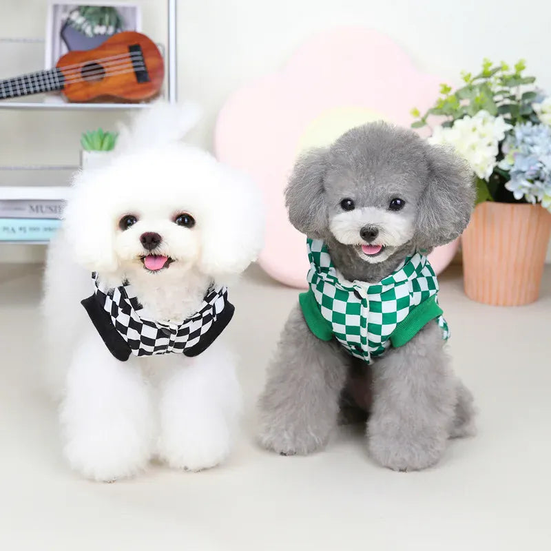 Winter Dog Coat with Hat - Plaid Cotton Jacket for Small to Large Dogs