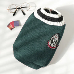 Winter Dog Sweater | College Style V-neck Knitwear for Small Dogs & Puppies – Cozy Puppy Vest & Kitty Jacket