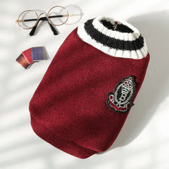 Winter Dog Sweater | College Style V-neck Knitwear for Small Dogs & Puppies – Cozy Puppy Vest & Kitty Jacket