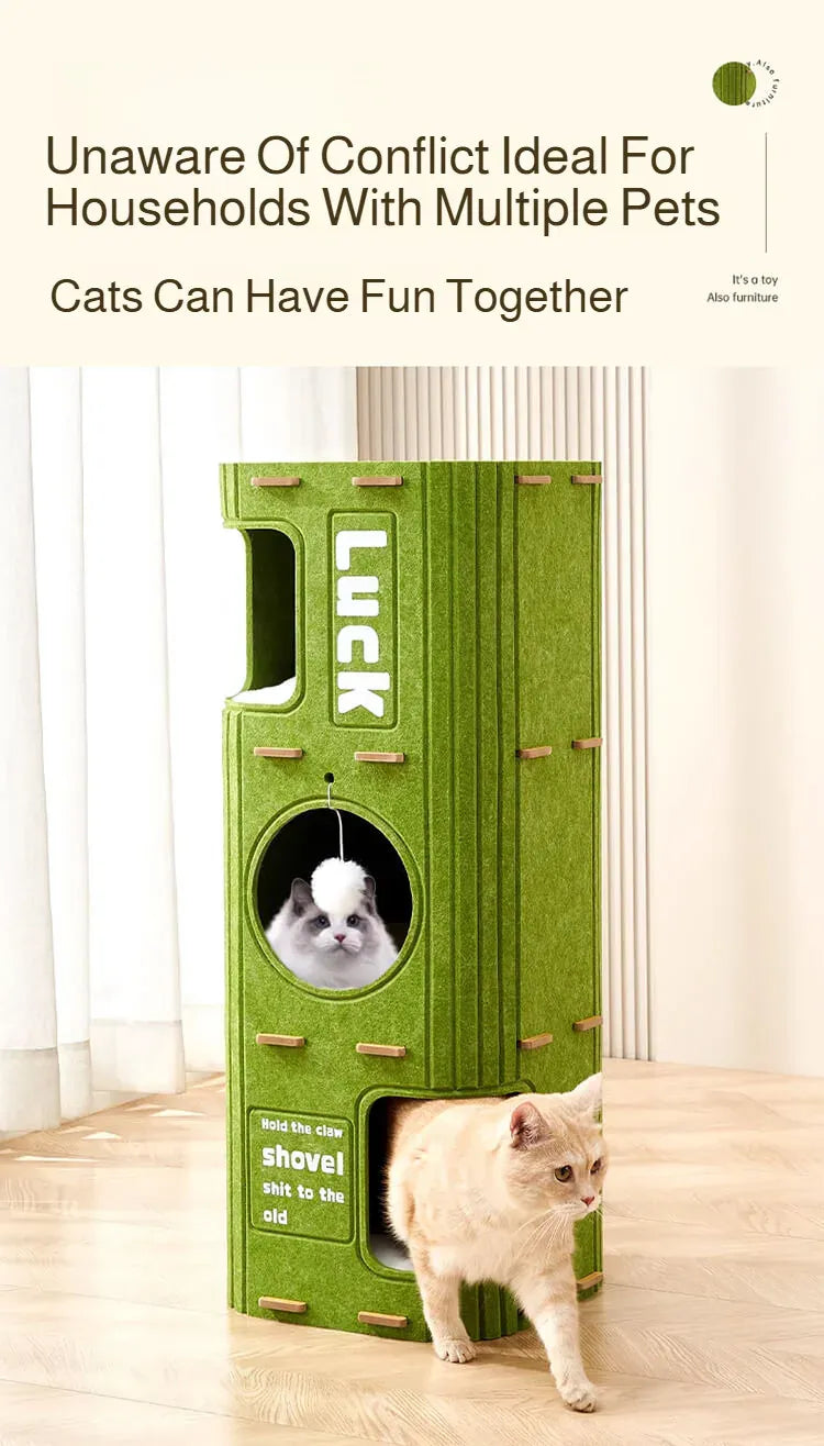 Cat sleeping peacefully inside warm enclosed cat house