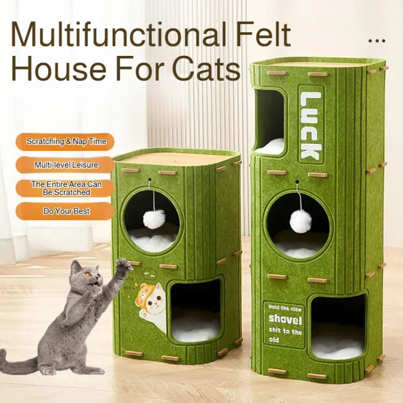 Indoor cat house providing safe and cozy enclosed space