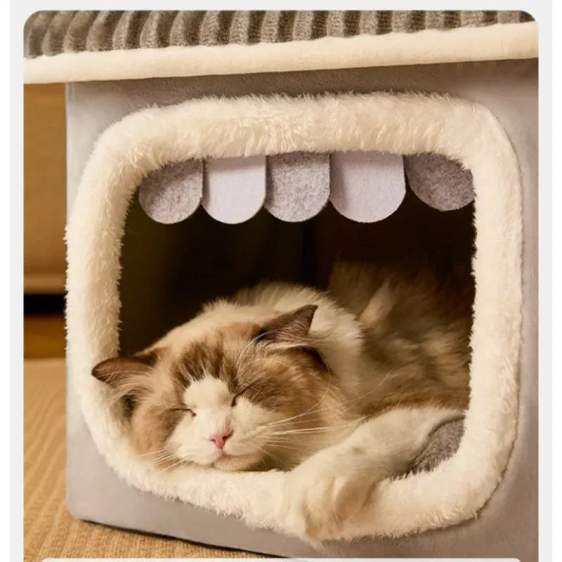 Winter Pet House - Foldable Cat Dog Cave Bed Portable Washable Puppy Shelter