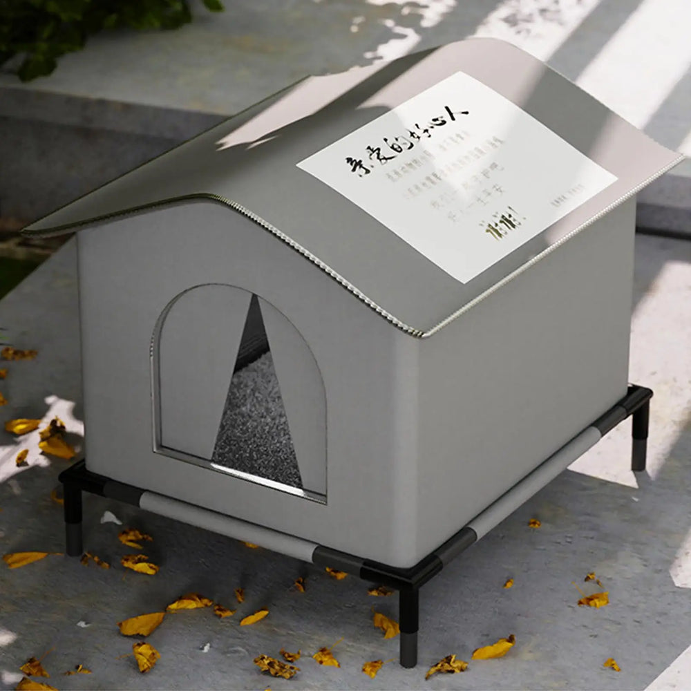 Winter Waterproof Outdoor Cat & Dog House – Insulated Foldable Pet Cave with Warming Mat